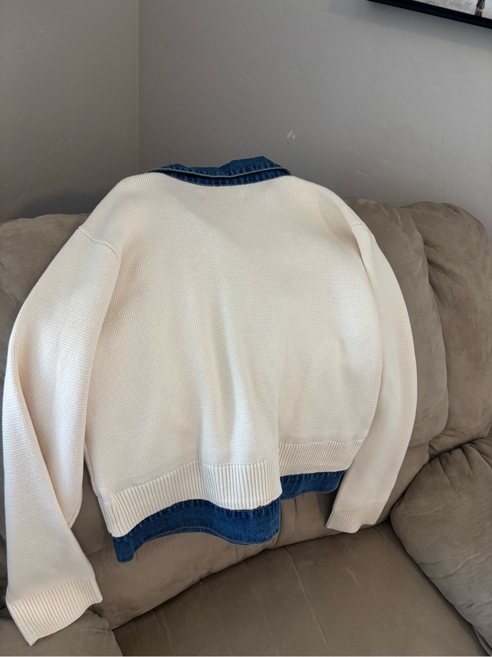 Velvet Heart Denim Jean Jacket Blue and Cream - Picture 3 of 4